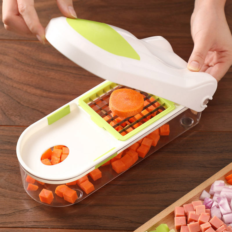 Tagliaverdure Multifunzione 2-in-1 – Affetta, Taglia e Prepara in Modo Facile e Veloce