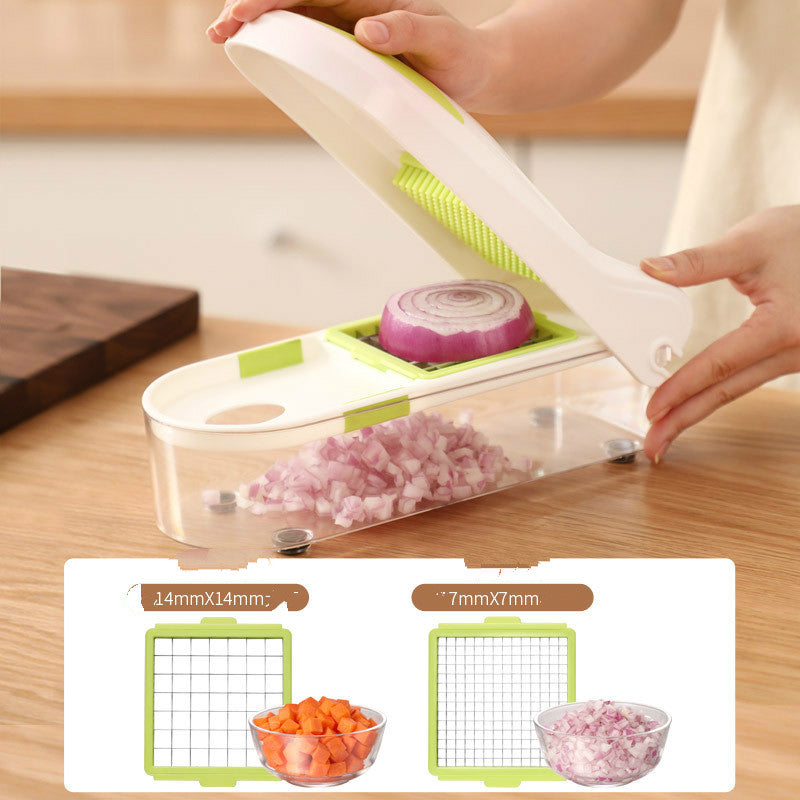 Tagliaverdure Multifunzione 2-in-1 – Affetta, Taglia e Prepara in Modo Facile e Veloce