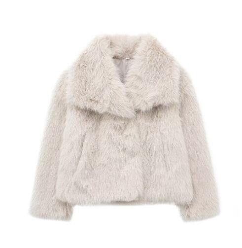Winter Plush Coat Fashion Warm Thicken Fluffy Lapel Jacket Outwear Casual Long Sleeve Tops Womens Clothing