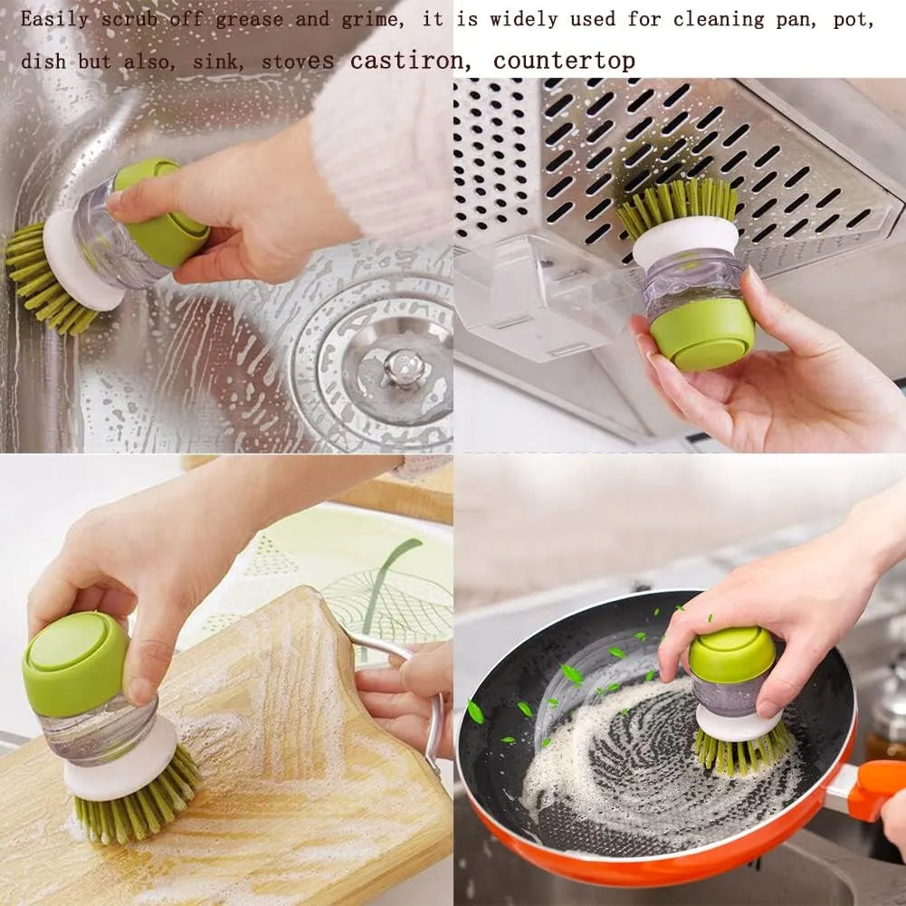 Spazzola Lavapiatti con Dosatore di Sapone – Spazzola 2-in-1 con Supporto Scolapiatti